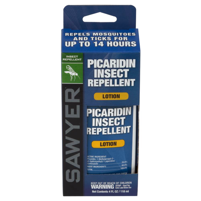Blue and black packaged Picaridin insect repellent lotion for long-lasting protection against mosquitoes and ticks, featured in Farm, Garden & Tool, Camping, and Best Sellers collections.