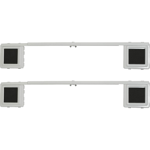 Pair of adjustable steel appliance rollers with black non-slip pads, designed to support and easily move heavy household appliances, ideal for Home & Decor, Stoves, and Appliances collections.