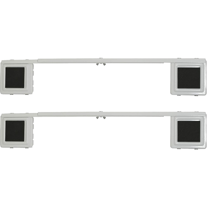 Pair of adjustable steel appliance rollers with black non-slip pads, designed to support and easily move heavy household appliances, ideal for Home & Decor, Stoves, and Appliances collections.
