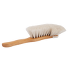 Handcrafted S-shape dust brush with soft natural goat hair bristles and smooth wooden handle, designed for gentle dusting of delicate surfaces, featured in Home & Decor and Household Cleaning collections.