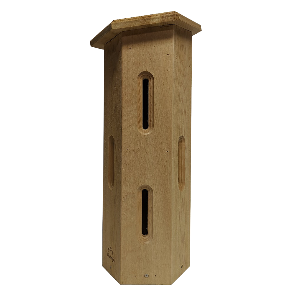 Handcrafted natural cedar butterfly shelter with seven narrow openings for garden butterflies, designed for Farm, Garden & Tool, Garden Accessories, USA Made, and Best Sellers collections.