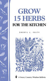 Book cover in simple blue and white featuring illustrated kitchen herbs and garden tools, part of Home and Garden How-To Books and Best Sellers collections.
