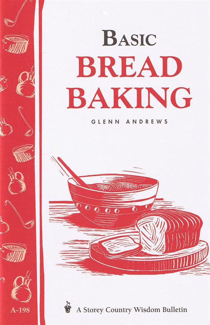Cover of a simple bread baking guide featuring a red and white illustration of a mixing bowl with a spoon and sliced loaf of bread, ideal for Toys, Books & Games and Bread Making Supplies collections.