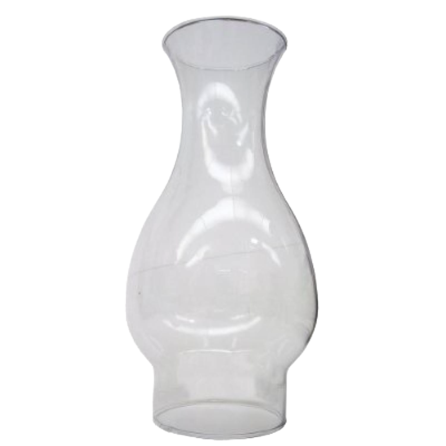 Transparent glass flare chimney for oil lamps with a 2-7/8 inch base, ideal for lamps & lighting and parts and accessories collections, featured in best sellers and promo eligible.