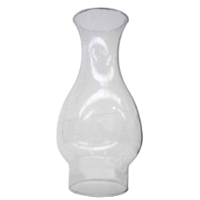 Transparent glass flare chimney for oil lamps with a 2-7/8 inch base, ideal for lamps & lighting and parts and accessories collections, featured in best sellers and promo eligible.