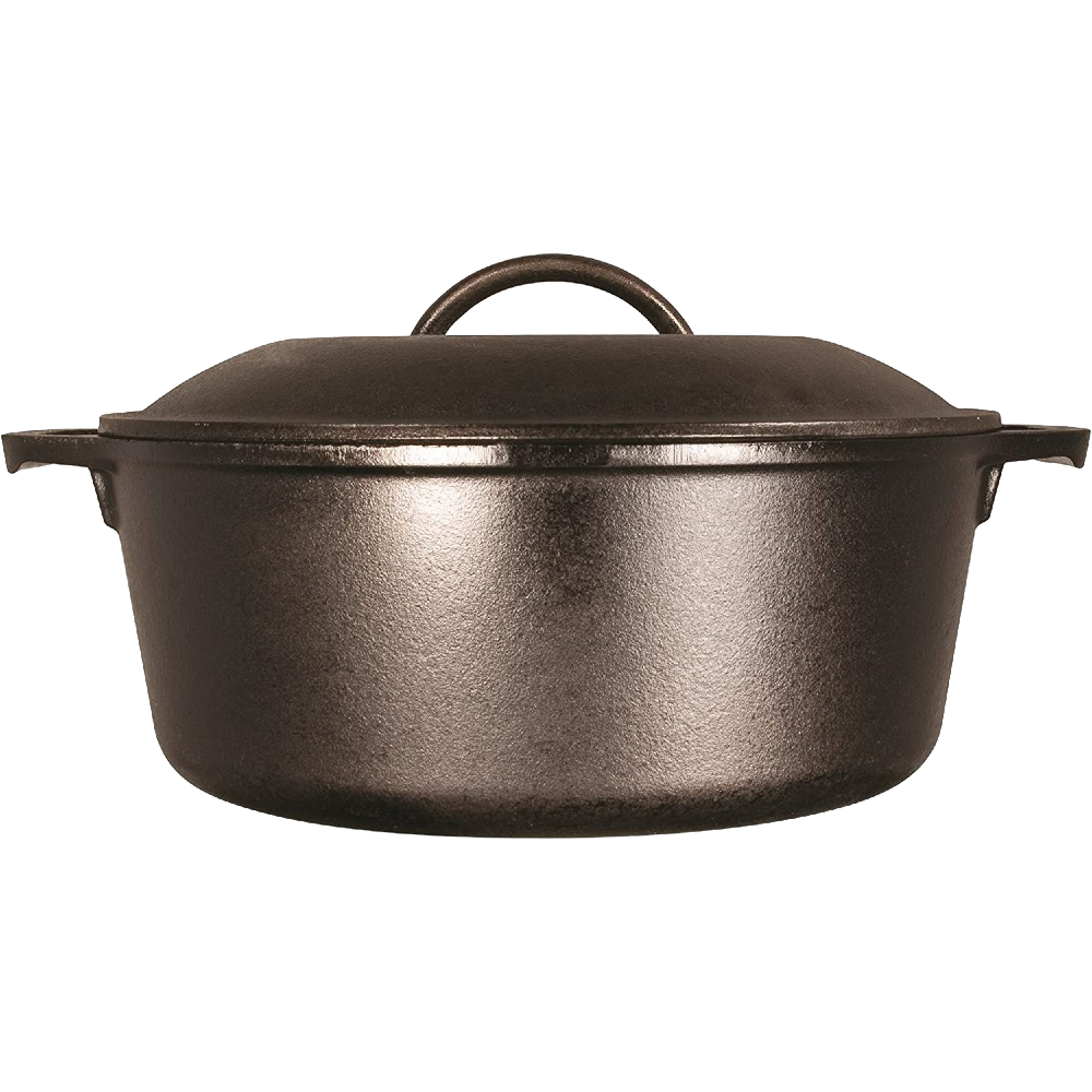 Handcrafted black cast iron Dutch oven with fitted lid and side handles, made in USA for exceptional durability and heat retention; ideal for Kitchen & Food, Cookware, Cast Iron, USA Made, Best Sellers, Promo Eligible collections.