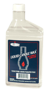 Clear plastic bottle of liquid candle wax fuel with a dark blue label and red flame icon, featured in Lamps & Lighting, Parts and Accessories, Lamp and Lantern Fuel, Best Sellers, and Promo Eligible collections.