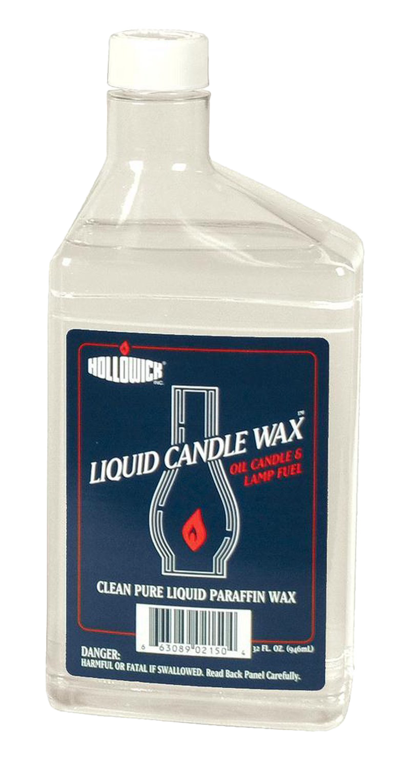 Clear plastic bottle of liquid candle wax fuel with a dark blue label and red flame icon, featured in Lamps & Lighting, Parts and Accessories, Lamp and Lantern Fuel, Best Sellers, and Promo Eligible collections.