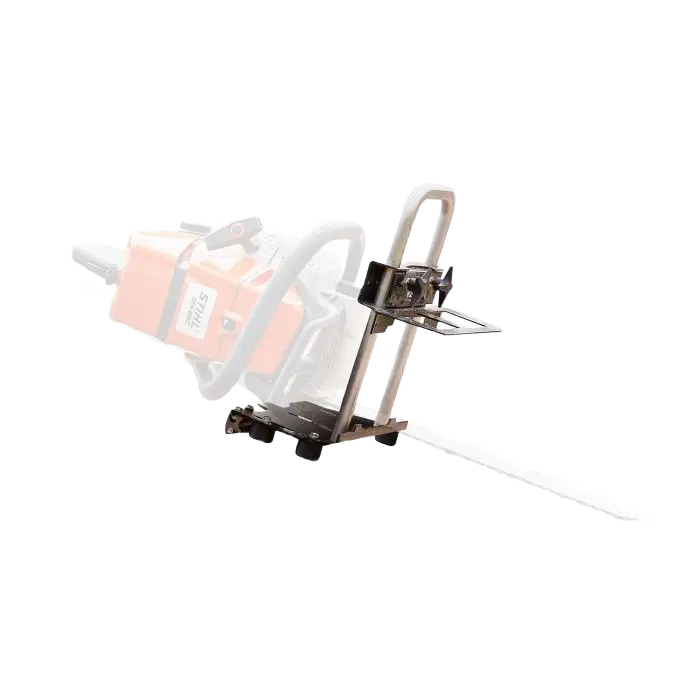 Compact and lightweight sawmill attachment designed to convert a chainsaw into a precise cutting tool, ideal for wood cutting and hauling in farm and garden settings.