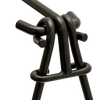Close-up of a sturdy black-coated metal fire bridge support with a stable eyelet design, ideal for outdoor cooking in camping, grilling, and farm tool collections.