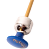Replacement pump featuring a brass shaft and chrome cover with a blue knob engraved with a logo, ideal for lamps and lighting parts in popular collections.