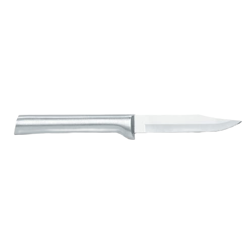 Kitchen paring knife featuring a sharp carbon stainless steel blade and durable cast aluminum handle with a non-slip satin finish, ideal for food prep and USA made collections.
