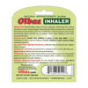 Packaging of an all-natural inhaler displaying product benefits, directions, safety warnings, and ingredients featuring essential oils, labeled for Health & Wellness and Health Remedies collections.