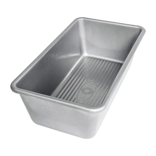Nonstick aluminized steel loaf pan with corrugated bottom for even baking, handcrafted in the USA, featured in Kitchen & Food, Cookware, Baking Supplies, and Best Sellers collections.