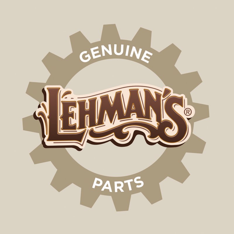 Lehman's logo featuring vintage-style brown lettering over a beige background with a gear-shaped emblem and the words "Genuine Parts," representing USA Made and Best Sellers collections.