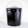 Black painted steel ash pail with tight-fitting lid and sturdy bail handle for secure lifting, designed for use with stoves and hearth accessories, featured in best sellers and promo collections.