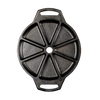 Cast iron wedge pan with eight wedge-shaped sections, dual handle design, and natural seasoning for even heat retention, featured in Kitchen & Food, Cookware, Cast Iron, USA Made, and Best Sellers collections.