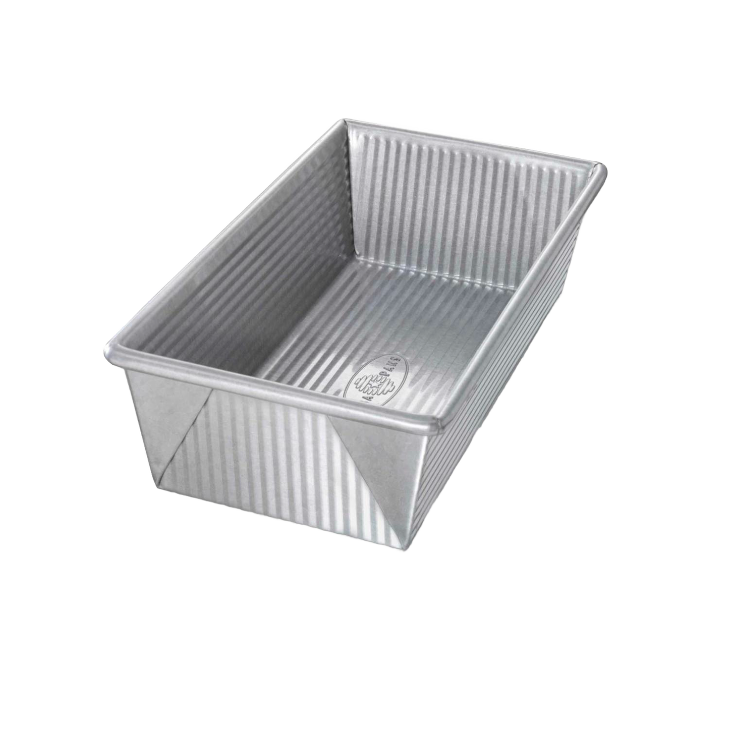 Large nonstick loaf pan made of durable aluminized steel with corrugated texture for warp resistance and even baking, handcrafted and made in USA for Kitchen & Food and Baking Supplies collections.
