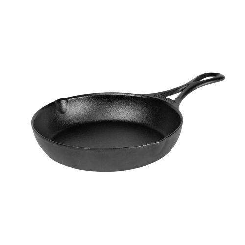 Lightweight handcrafted cast iron skillet with a smooth black surface and ergonomic handle, made in USA, ideal for Kitchen & Food, Cookware, Cast Iron, and Best Sellers collections.