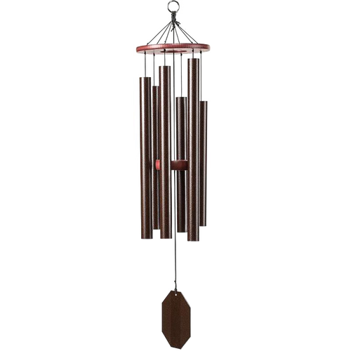 Handcrafted Amish-made Melody of the Heart wind chime with six powder-coated aluminum chimes and poly wood components, designed for Home & Decor and Garden Accessories collections.