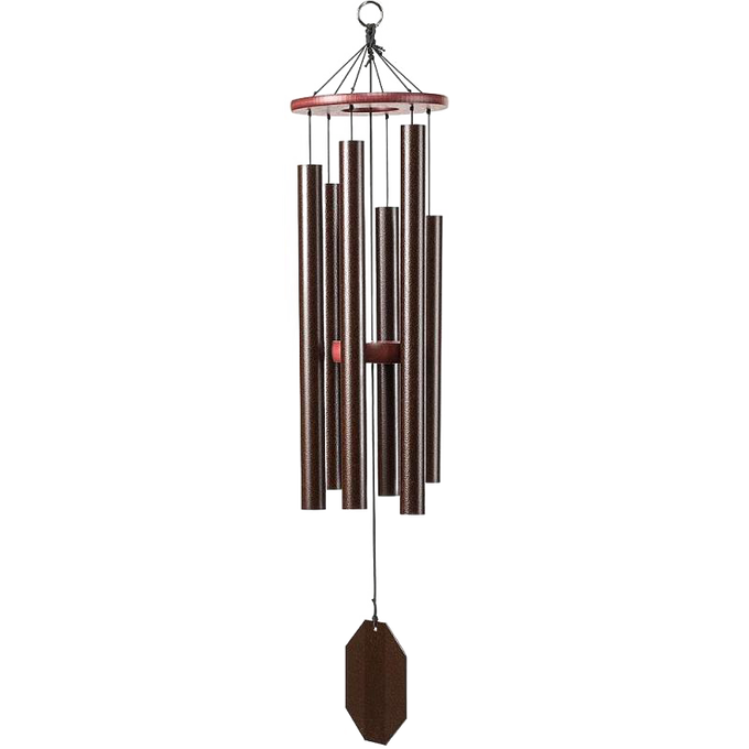 Handcrafted Amish-made Melody of the Heart wind chime with six powder-coated aluminum chimes and poly wood components, designed for Home & Decor and Garden Accessories collections.