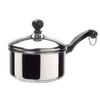 Classic stainless steel 1-quart saucepan with glass lid and black handle, featuring a heavy-duty aluminum core base, ideal for Kitchen & Food, Cookware, and Best Sellers collections.