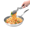 Lightweight gray nylon cooking tongs lifting spaghetti with shrimp and greens from a stainless steel skillet, featured for Kitchen & Food, Kitchen Gadgets, Cooking and Baking Helpers, Best Sellers, and Promo Eligible collections.