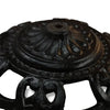 Close-up of a sturdy cast iron bowl with decorative detailing and central hole, handcrafted for lamps and lighting parts, featured in best sellers and promo eligible collections.