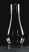Handblown clear glass oil lamp chimney with a 4-inch base and gently curved shape, suitable for lamps & lighting, chimneys and globes, parts and accessories collections.