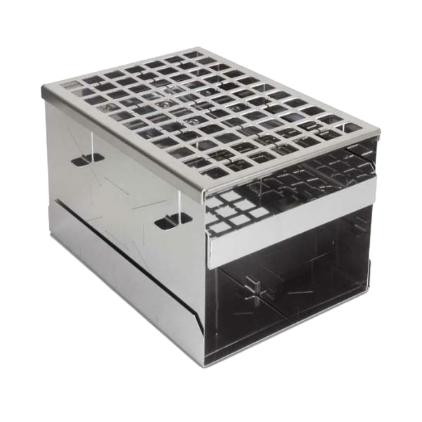 Handcrafted stainless steel portable camp stove with a foldable design and open grid top, ideal for Farm, Garden & Tool, Camping, Emergency Supplies, Best Sellers, and Promo Eligible collections.