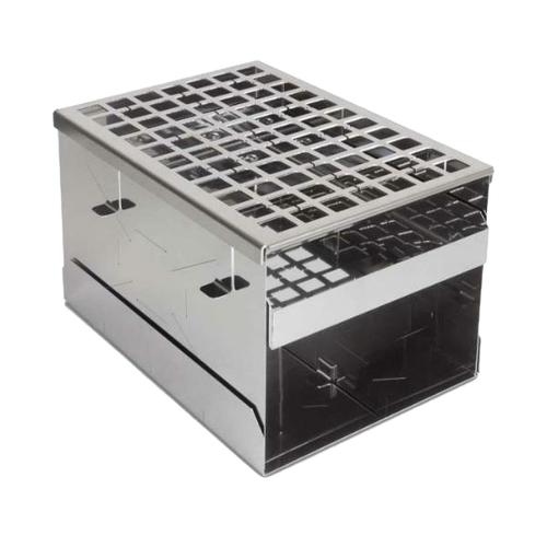 Handcrafted stainless steel portable camp stove with a foldable design and open grid top, ideal for Farm, Garden & Tool, Camping, Emergency Supplies, Best Sellers, and Promo Eligible collections.