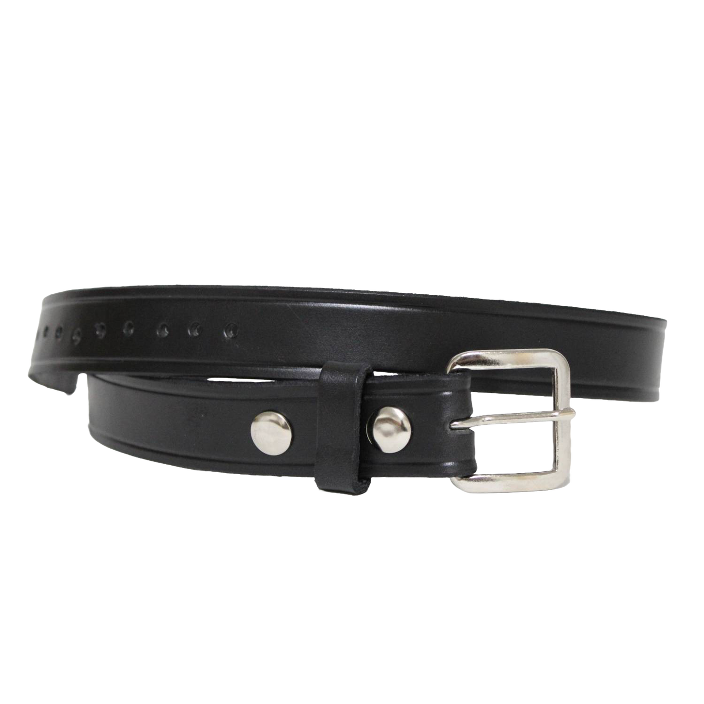 Handcrafted Amish made black genuine cowhide leather belt 1-1/4 inches wide with polished chrome buckle and snap fasteners, featured in Health & Wellness, Clothing and Accessories, USA Made collections
