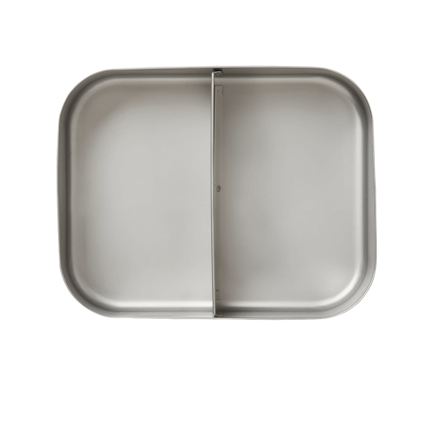 Rectangular stainless steel snack container with two separate compartments, designed for food storage and portion control, featured in Kitchen & Food and Storage and Serving collections.