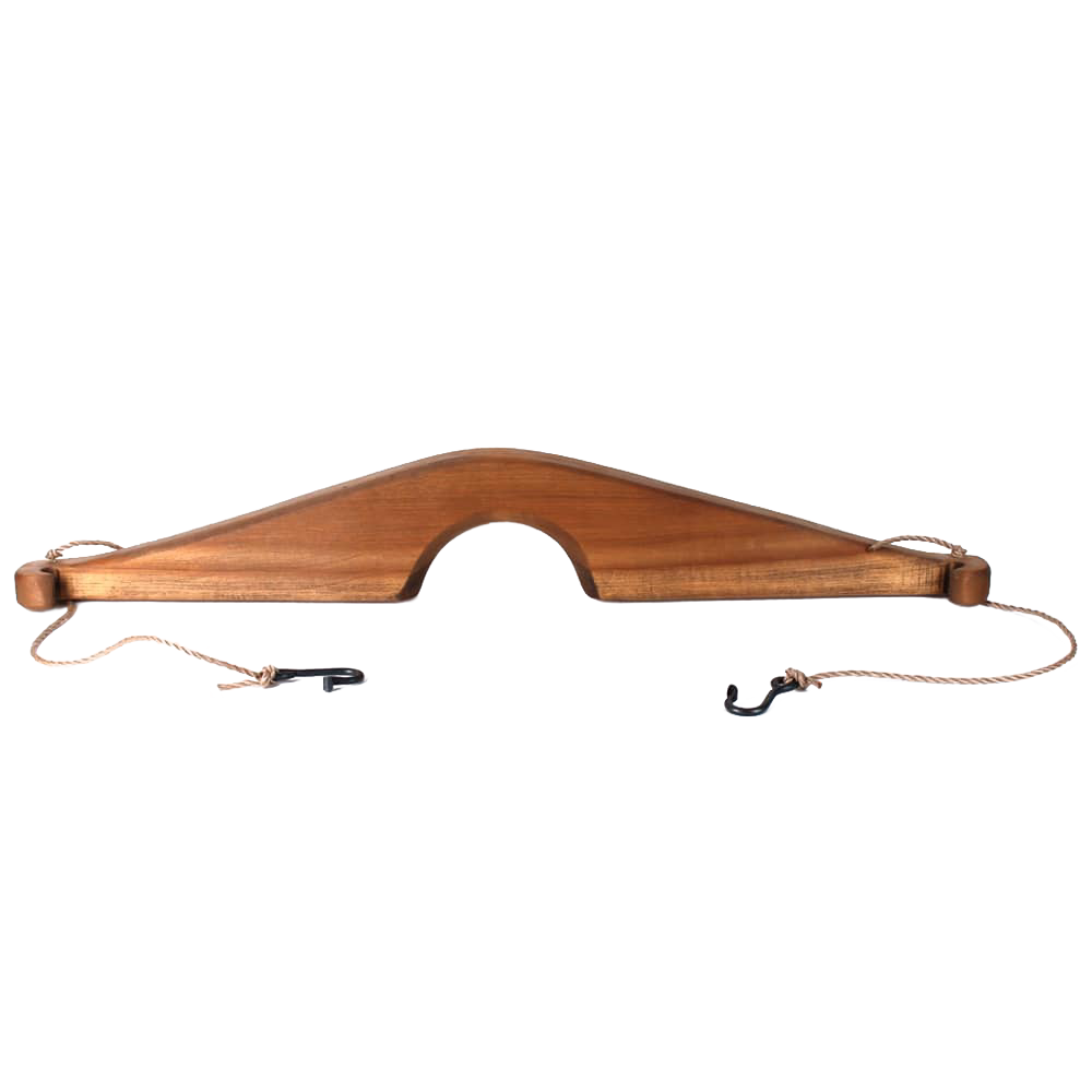 Handcrafted Amish made smooth-sanded poplar shoulder yoke with rope and metal hooks, designed to ease heavy load carrying, featured in Farm, Garden & Tool, USA Made, and Best Sellers collections.