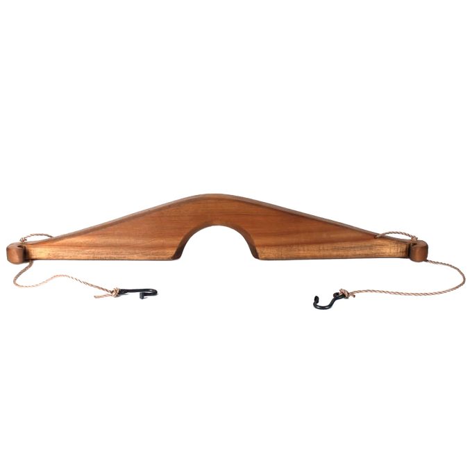 Handcrafted Amish made smooth-sanded poplar shoulder yoke with rope and metal hooks, designed to ease heavy load carrying, featured in Farm, Garden & Tool, USA Made, and Best Sellers collections.