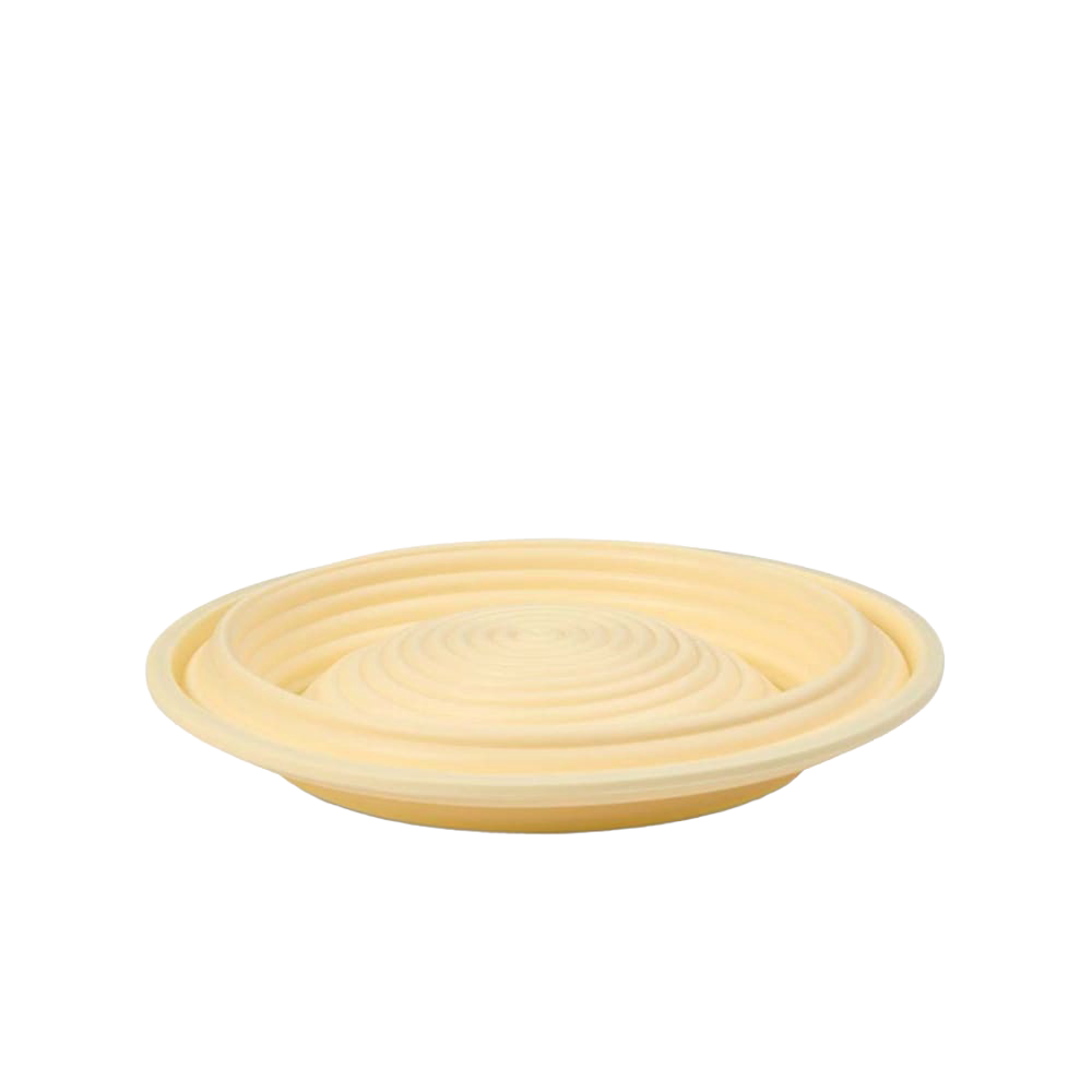 Collapsible proofing basket made of durable silicone with steel rim, designed to shape bread dough and support rising, ideal for Kitchen & Food, Baking Supplies, and Bread Making collections.
