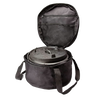 Black ripstop fabric transport bag with zipper and carrying straps, designed to securely hold Dutch ovens, suitable for Farm, Garden & Tool, Camping, and Best Sellers collections.