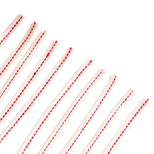 Set of handcrafted flat wicks with distinctive red stitching, made from high-grade cotton for clean and efficient fuel delivery, ideal for lamps and emergency supplies in Farm, Garden & Tool collections.