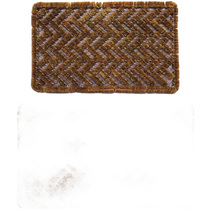 Rectangular bootscraper rug with a woven natural coconut fiber surface and wire brush edges, handcrafted for durable shoe cleaning, part of Home & Decor and Best Sellers collections.