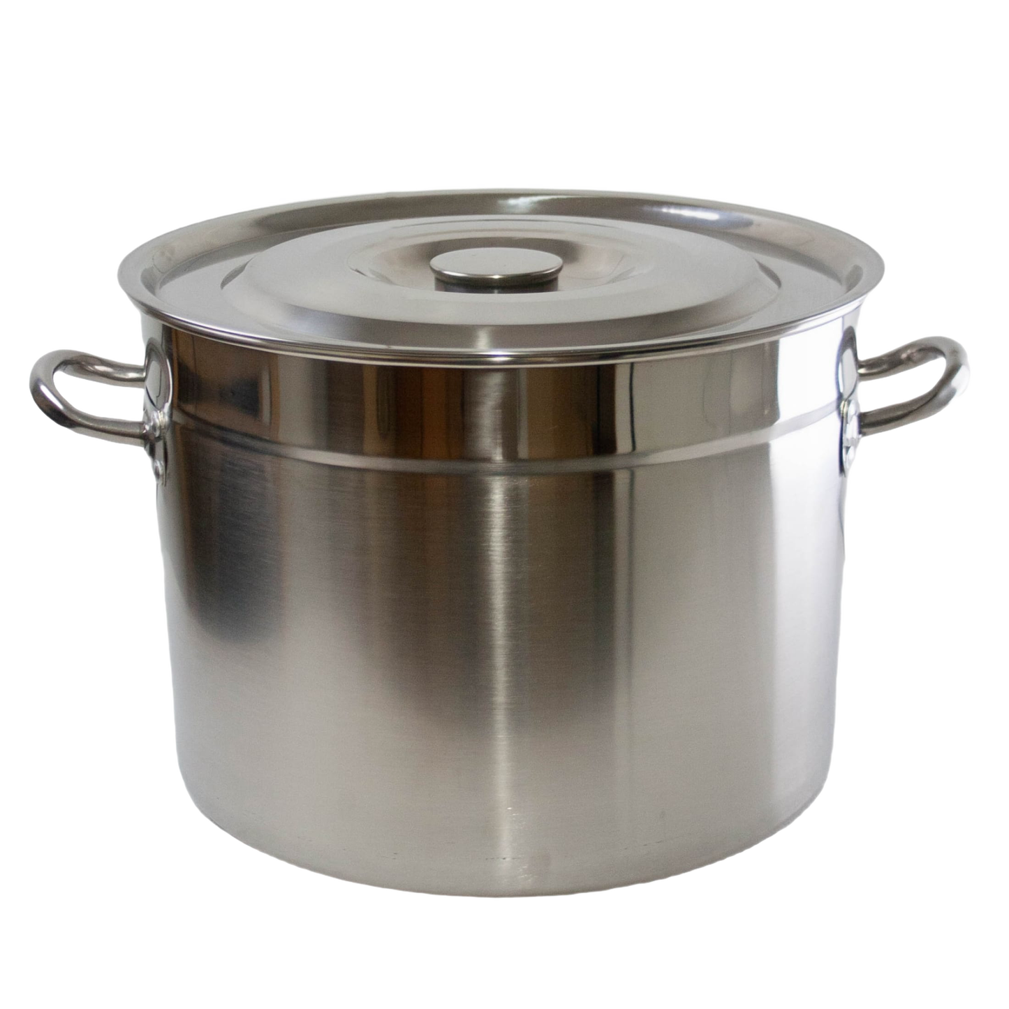 Large 20-quart stainless steel canner with lid and side handles, designed for water bath canning, food preservation, and versatile use in kitchen, pots and pans, and canning collections.