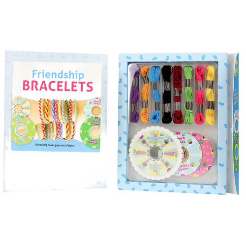 Open craft kit box revealing colorful embroidery threads and patterned bracelet design wheels, ideal for creative projects in Toys, Books & Games and Children's Toys collections.