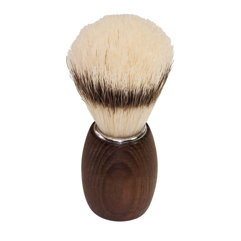 Handcrafted shaving brush with soft natural bristles and a polished thermowood handle, designed to create a rich lather for an enhanced shaving experience, featured in Health & Wellness, Grooming and Personal Hygiene, and Best Sellers collections.