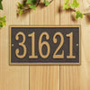 Custom rectangular address plaque in bronze and gold tones with raised numbers on textured dark background, handcrafted in USA, enhancing curb appeal in Home & Decor collections.