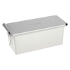 Handcrafted aluminized steel Pullman bread loaf pan with lid, designed for even heat distribution and consistent sandwich bread baking; featured in Kitchen & Food, Cookware, and Baking Supplies collections.
