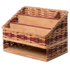 Handcrafted Amish-made desk organizer featuring woven basket-style sides and wooden dividers, perfect for organizing papers and pens, ideal for Home & Decor and USA Made collections.