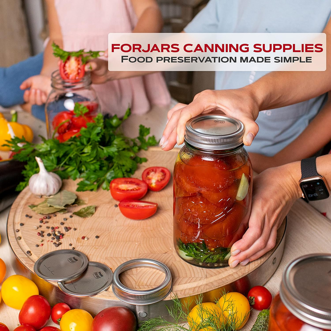 FORJARS Canning Lids and Bands for Regular or Wide Mouth Jars – 12 pk