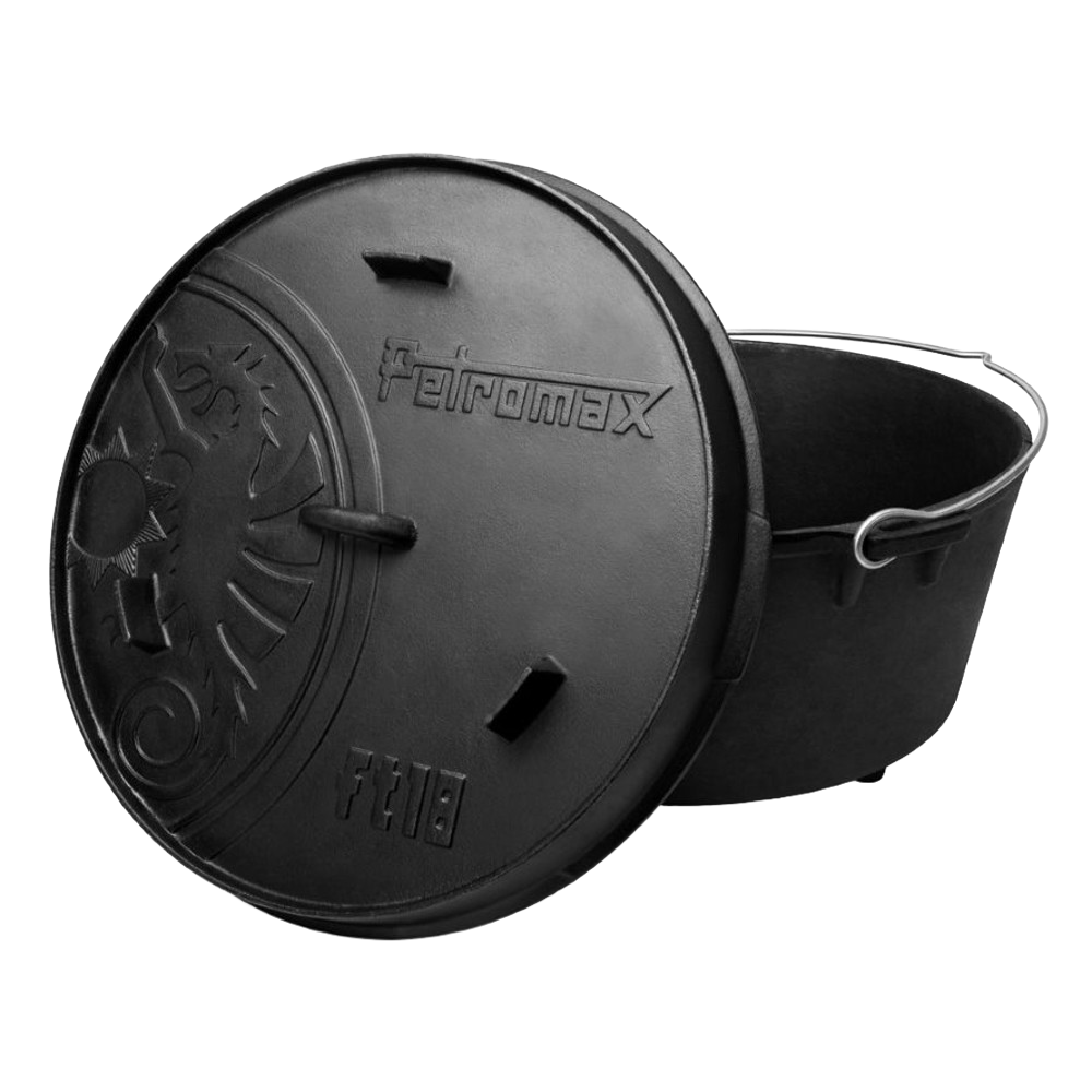 Handcrafted cast iron Dutch oven with legs and an embossed lid featuring the Petromax logo and a sturdy wire bail handle, ideal for Kitchen & Food, Cookware, Cast Iron, Best Sellers collections.