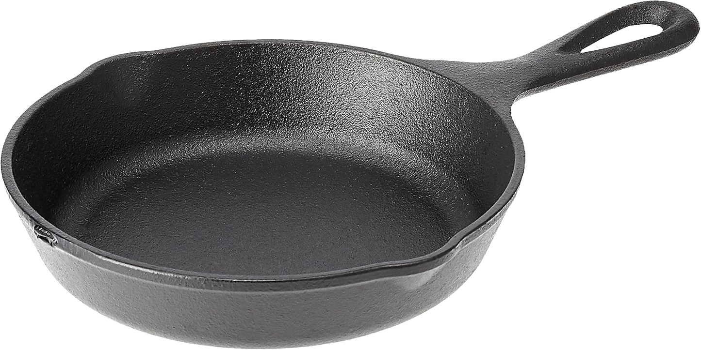 Small handcrafted cast iron skillet with a detailed wolf design, perfect for individual cooking and part of Kitchen & Food, Cookware, Cast Iron, USA Made, and Best Sellers collections.