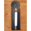 Handcrafted tin wall sconce candle holder with crimped halo, designed for hanging or shelf display to add warm light, featured in Lamps & Lighting and USA Made collections.