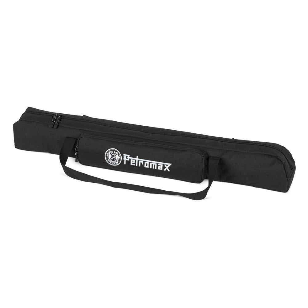 Black transport bag with sturdy reinforced base and zipper closure, featuring a side pocket and carrying strap, designed for secure storage and easy transport of a cooking tripod, ideal for Farm, Garden & Tool, Camping, Best Sellers, and Promo Eligible collections.